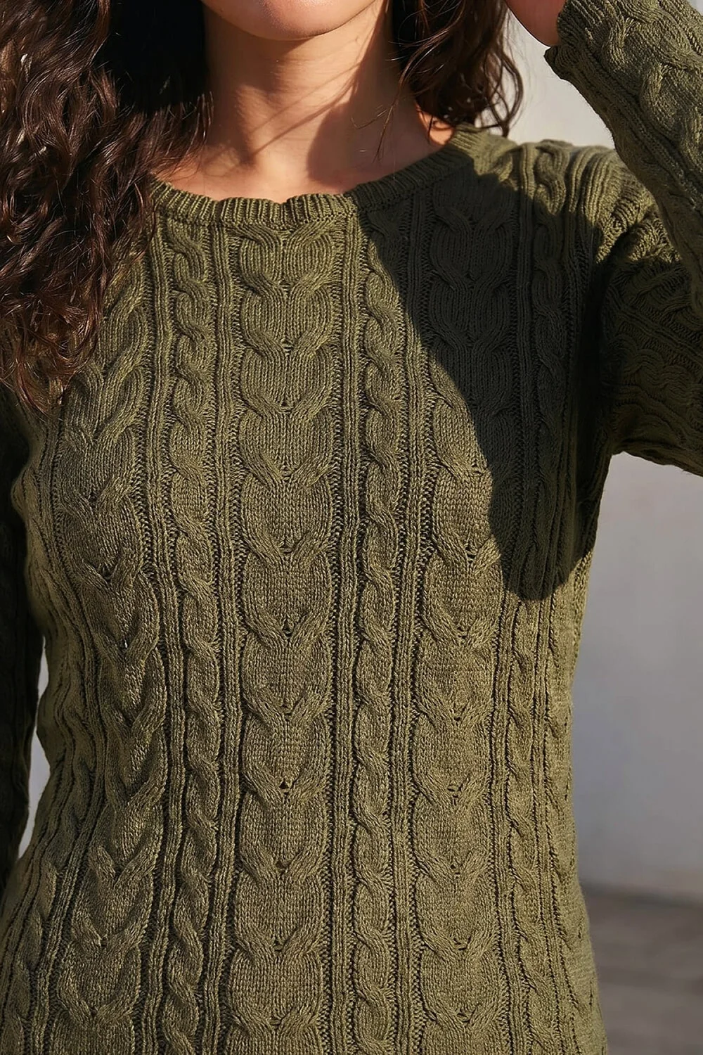 Roman Khaki Scallop Trim Cable Knit Jumper - 10 Image 4