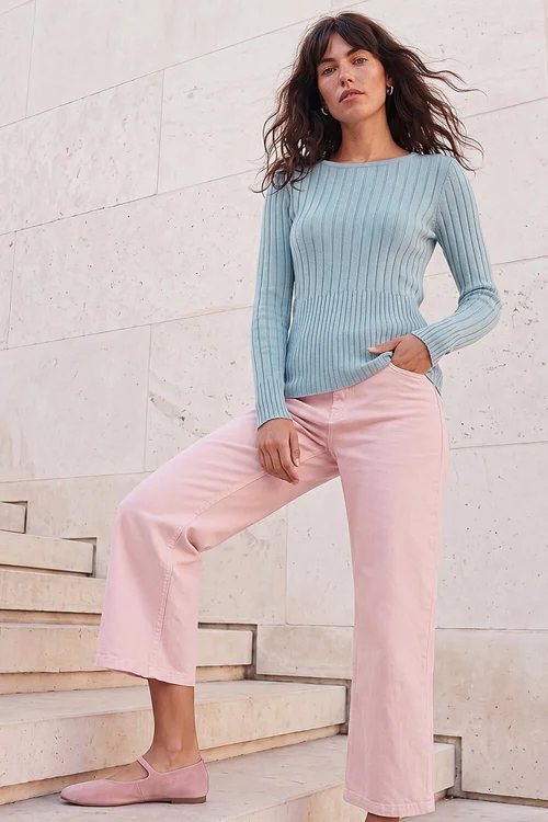 Roman Teal Soft Ribbed Knit Top - 16 Image 2