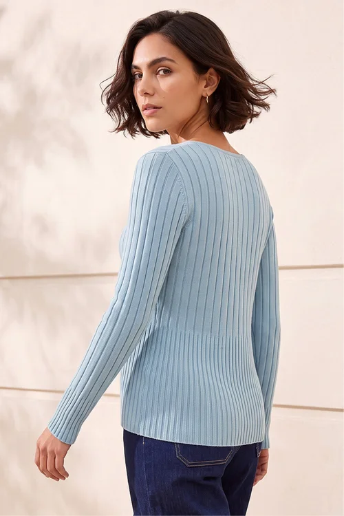 Roman Teal Soft Ribbed Knit Top - 16 Image 3