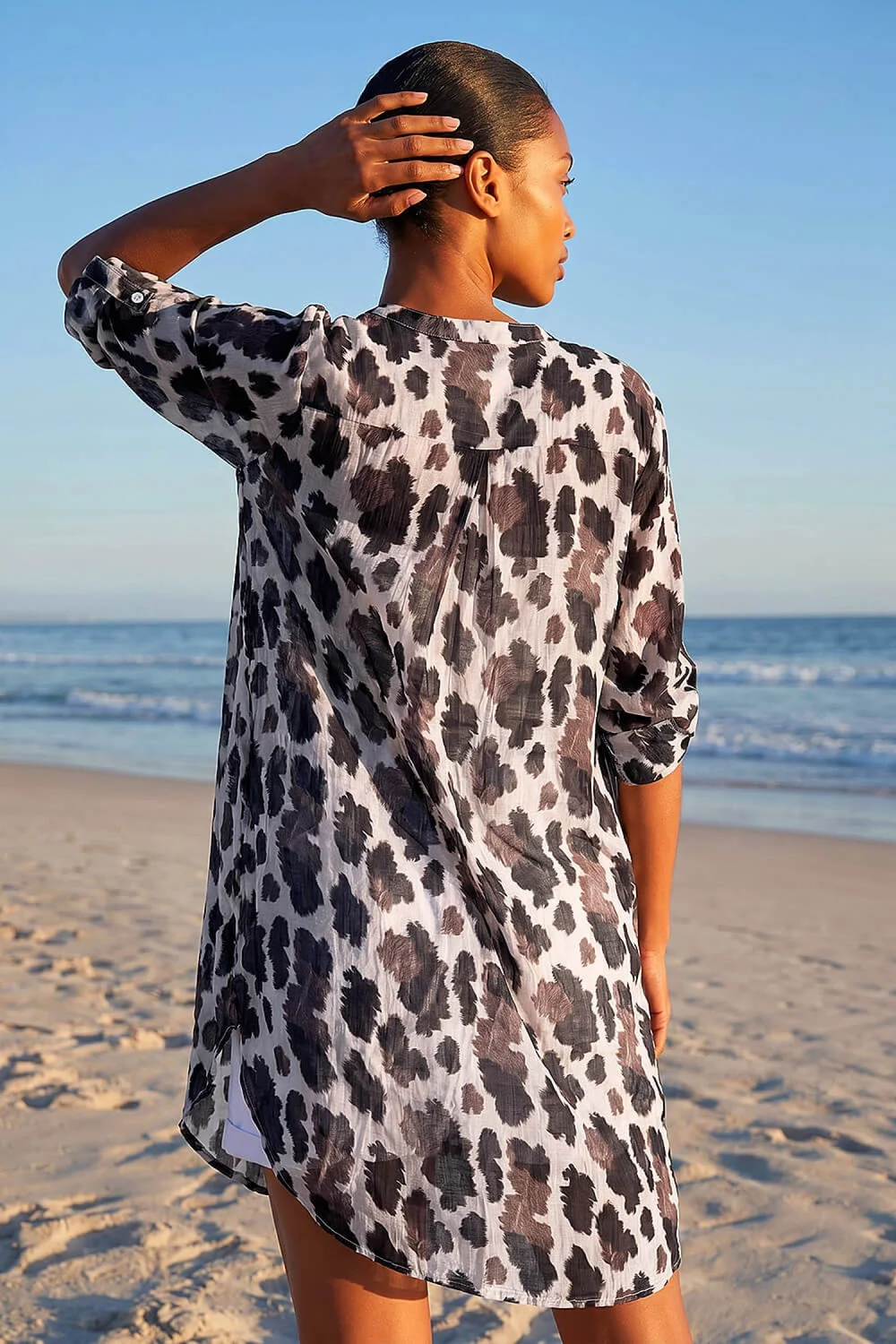 Roman Chocolate Animal Print Longline Blouse - 16 Image 3