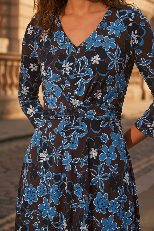 Roman Chocolate Floral Puff Print Cross Dress - 12 Image 4