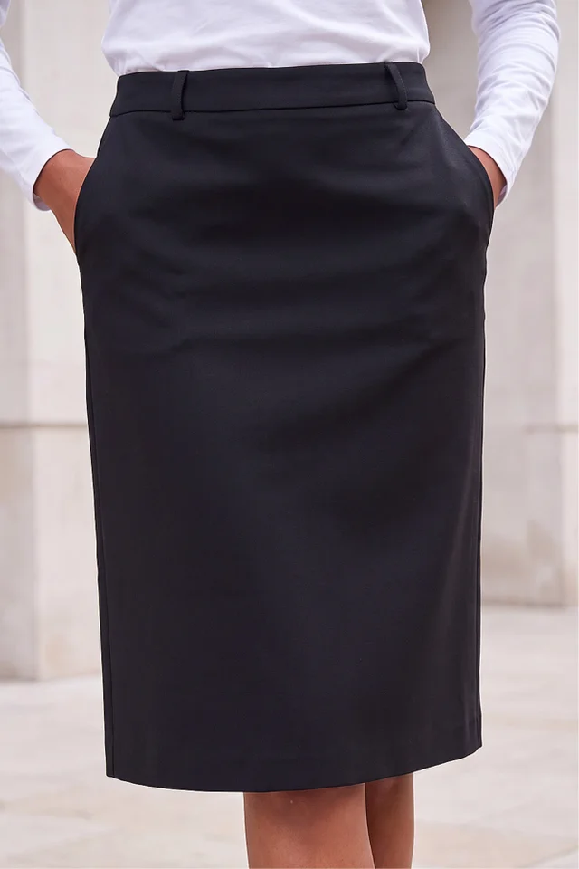Roman Black A-Line Stretch Skirt