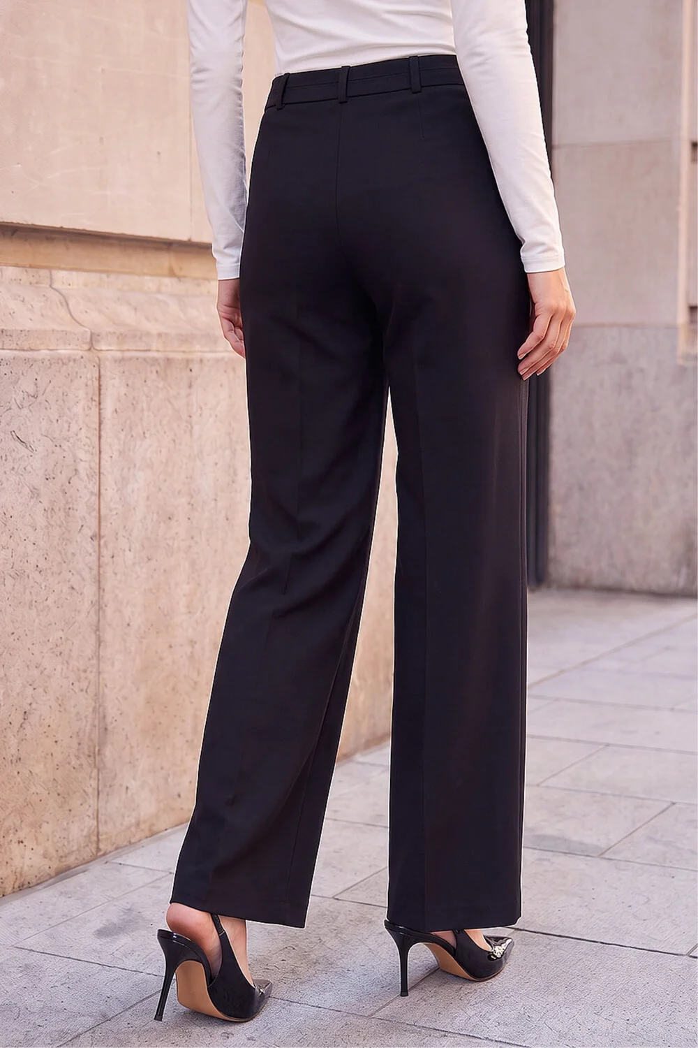 Roman Black Regular Wide Leg Trouser - 14 Image 3