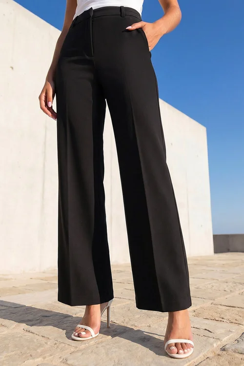 Roman Black Regular Wide Leg Trouser - 14 Image 2