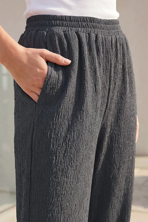 Roman Grey Crinkle Textured Stretch Trouser - 12 Image 4