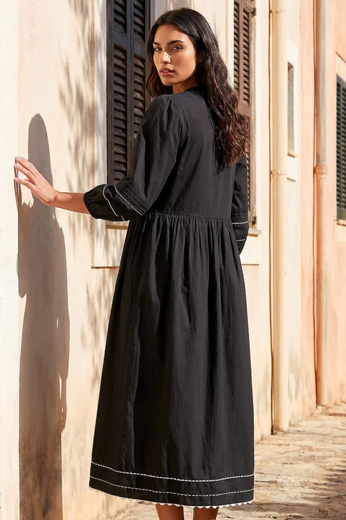 Roman Black Ric Rac Collared Midi Dress - 16 Image 3