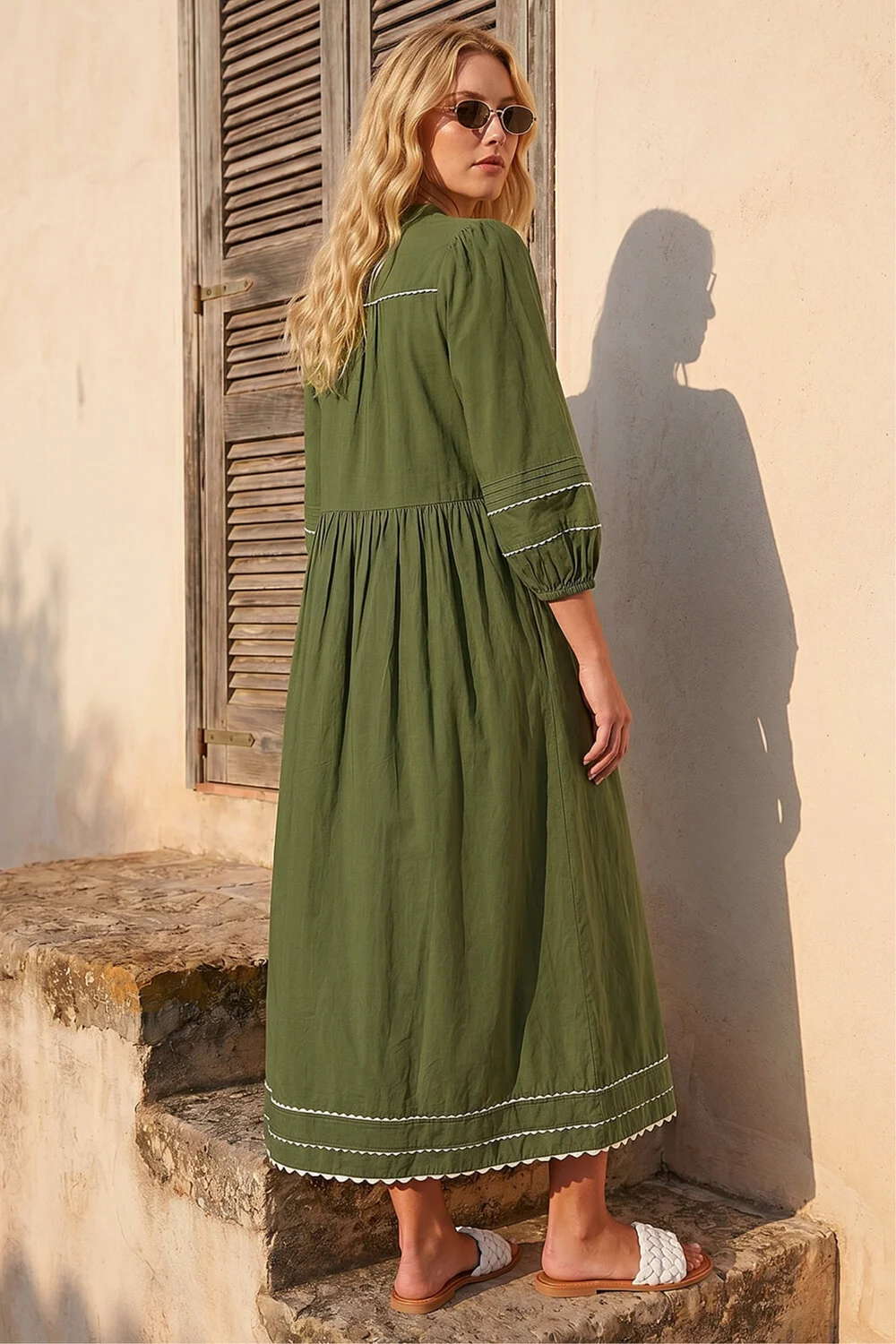 Roman Green Ric Rac Collared Midi Dress - 18 Image 3