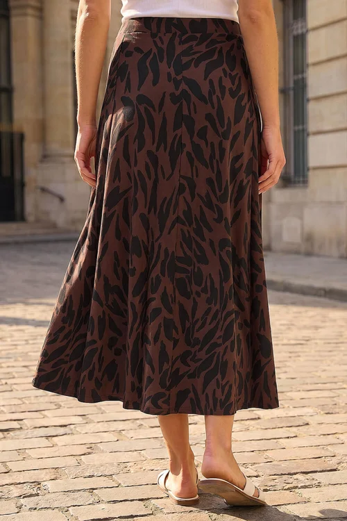Roman Chocolate Swirl Animal Print Skirt - 16 Image 3