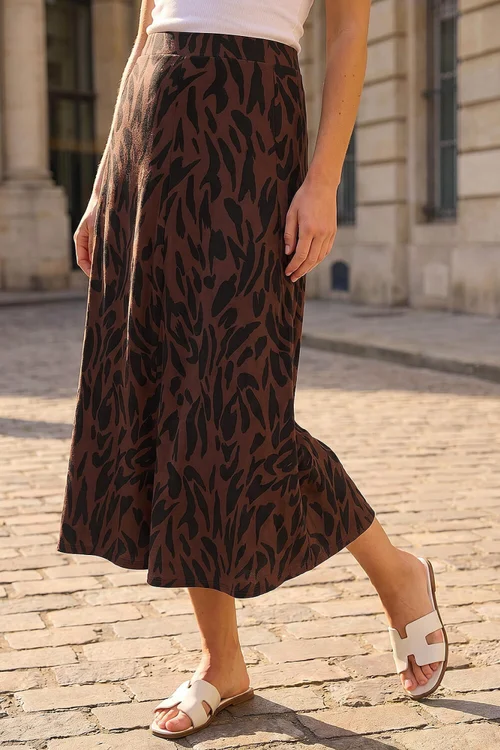 Roman Chocolate Swirl Animal Print Skirt - 16 Image 1