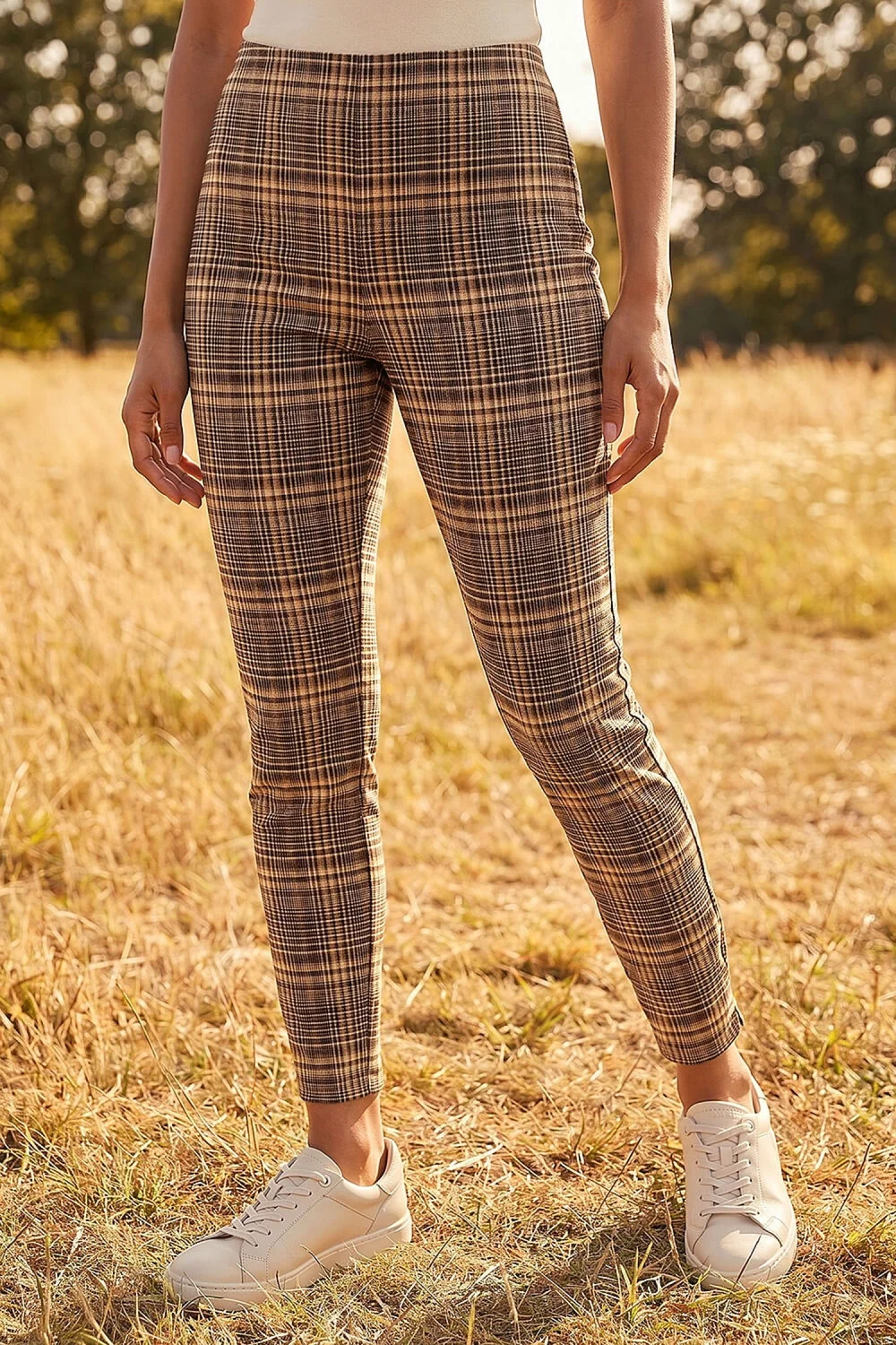 Roman Brown Check Stretch Trouser - 14 Image 2