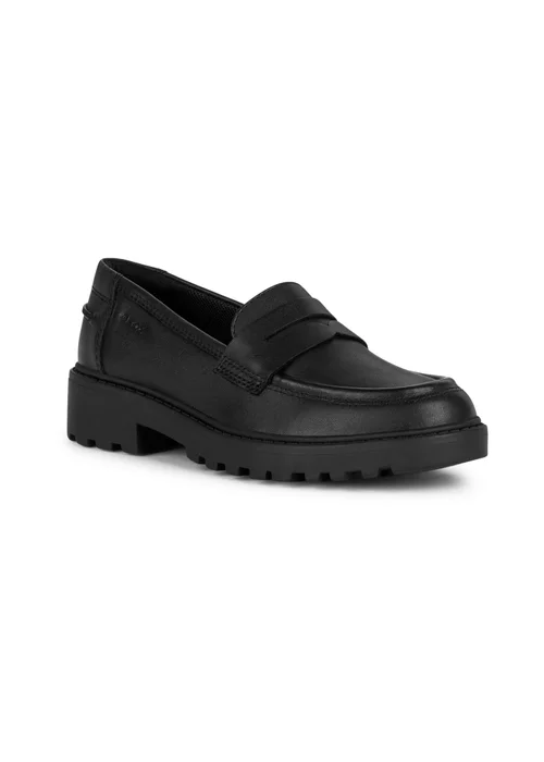 Geox Black Girls J Casey G.C. Smooth Leather Moccasins (Older 3 - 7) - 7 Image 2