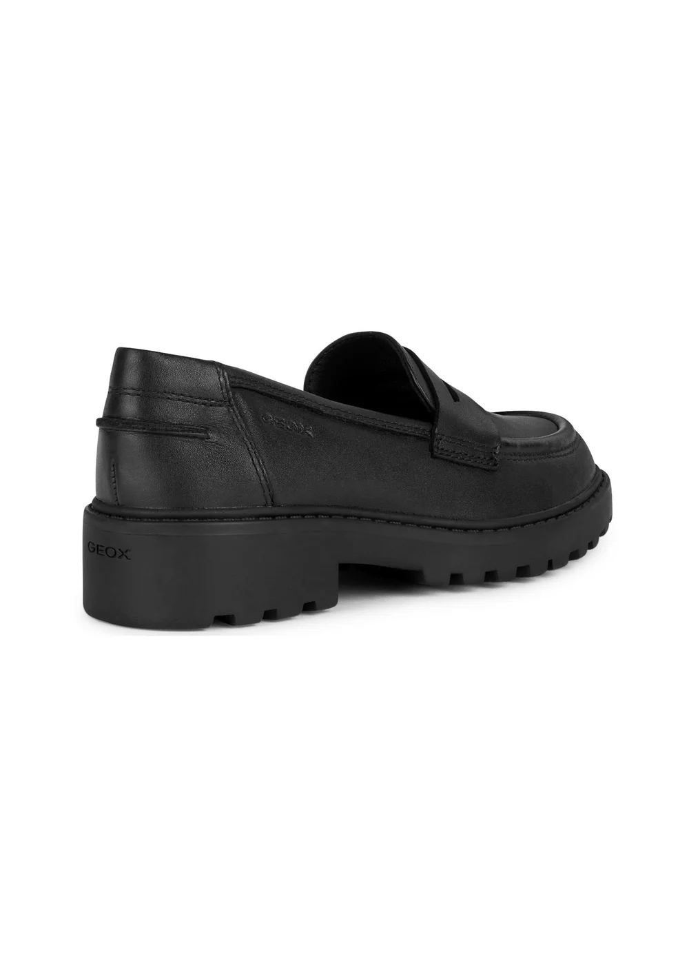 Geox Black Girls J Casey G.C. Smooth Leather Moccasins (Older 3 - 7) - 7 Image 3