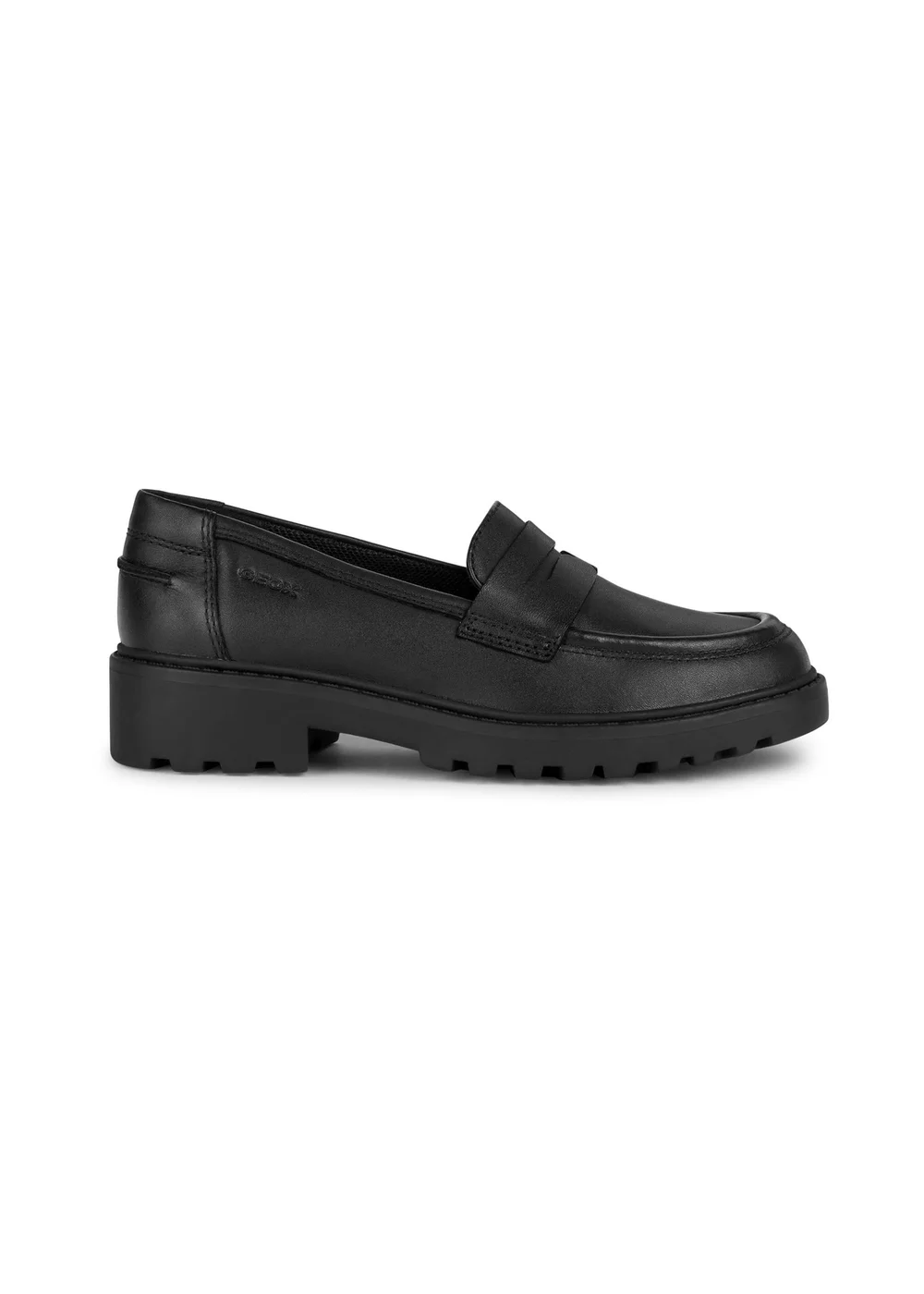 Geox Black Girls J Casey G.C. Smooth Leather Moccasins (Older 3 - 7) - 7 Image 1