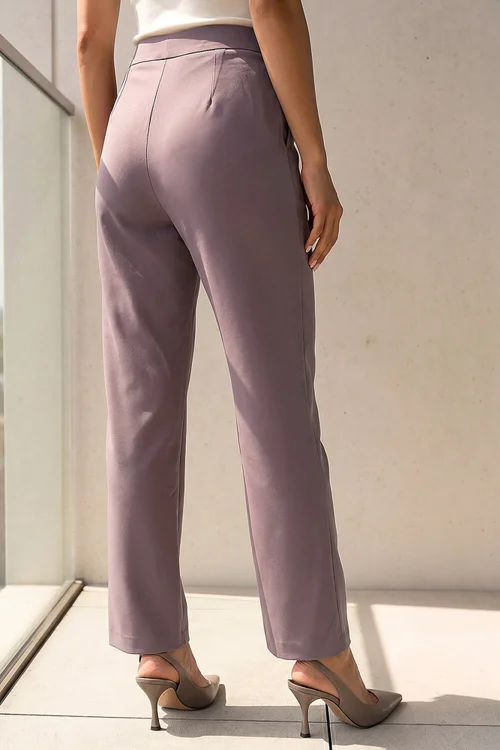 Roman Taupe Petite Straight Leg Ponte Stretch Trouser - 16 Image 3