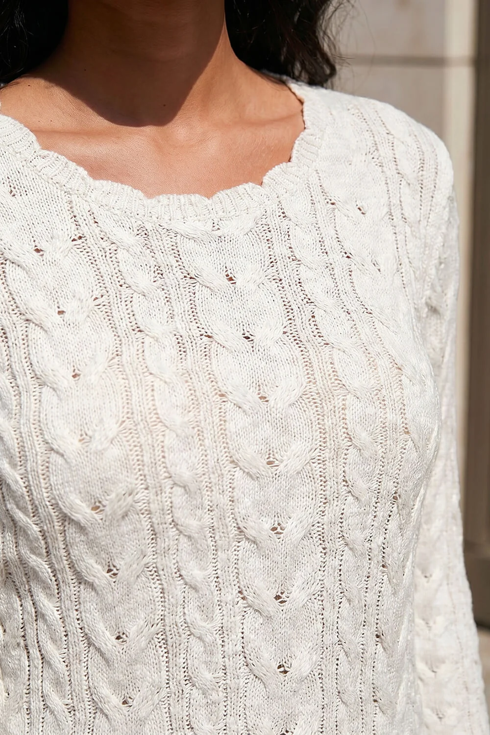 Roman Ivory Scallop Trim Cable Knit Jumper - 16 Image 4