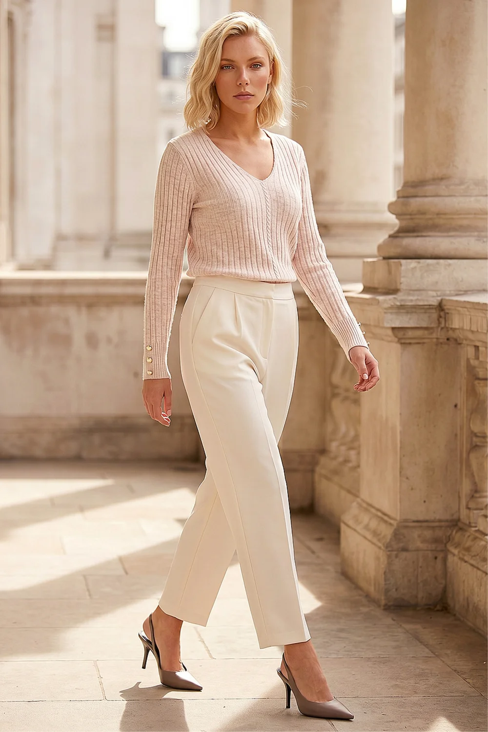 Roman Light Pink Petite Button Cuff Jumper - 16 Image 4