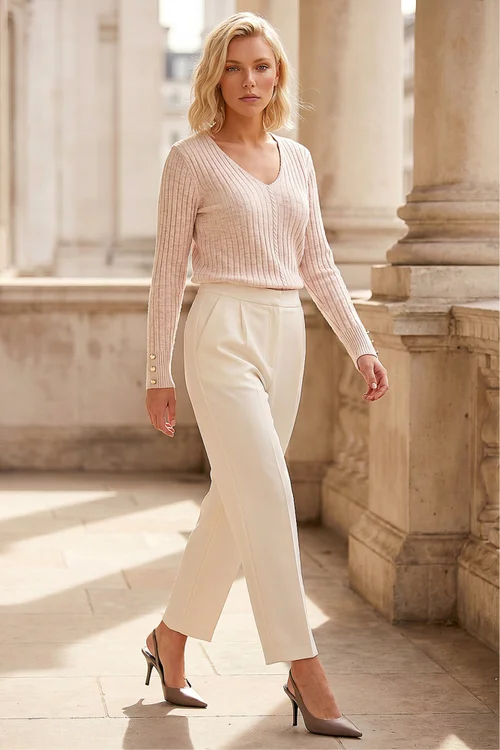 Roman Light Pink Petite Button Cuff Jumper - 16 Image 4
