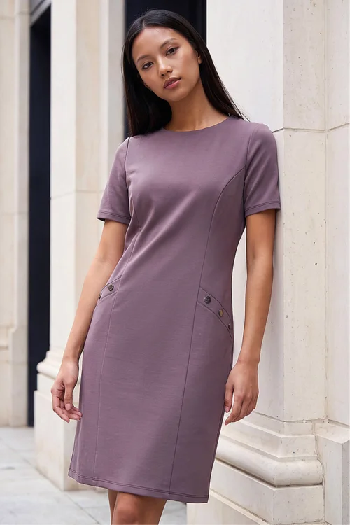 Roman Taupe Petite Ponte Dress - 14 Image 4
