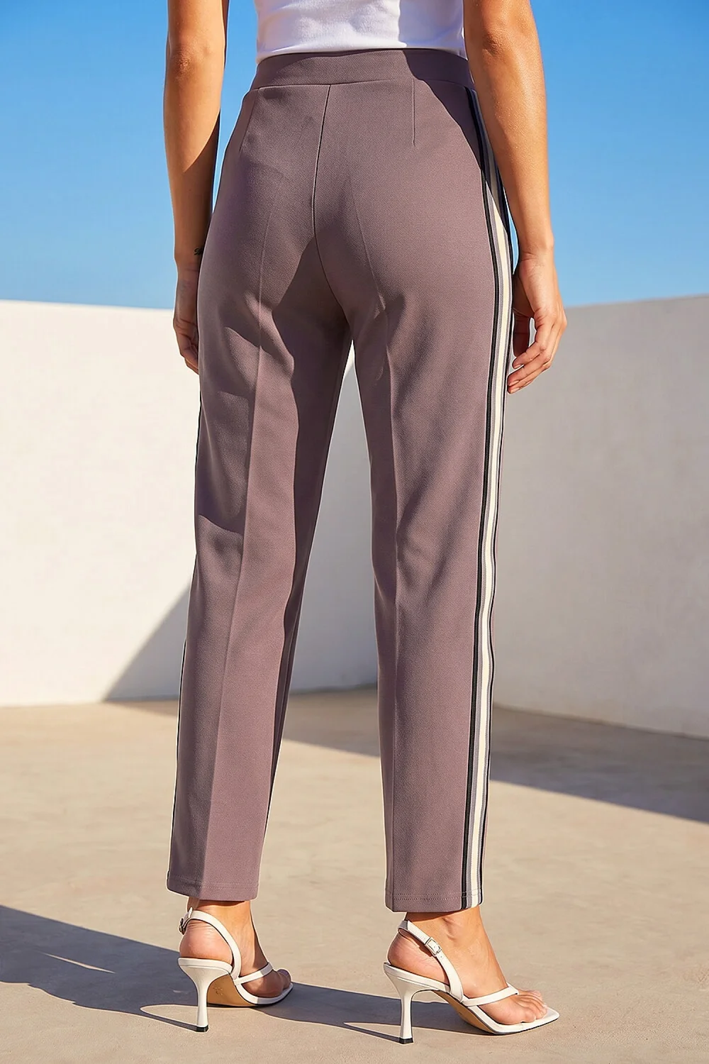 Roman Taupe Petite Side Stripe Trouser - 8 Image 3
