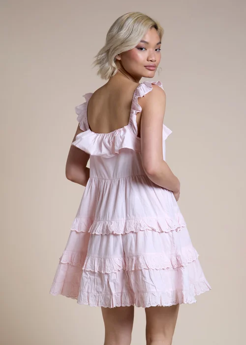Neon Rose Soft Pink Cotton Ruffle Tiered Mini Dress - S Image 2