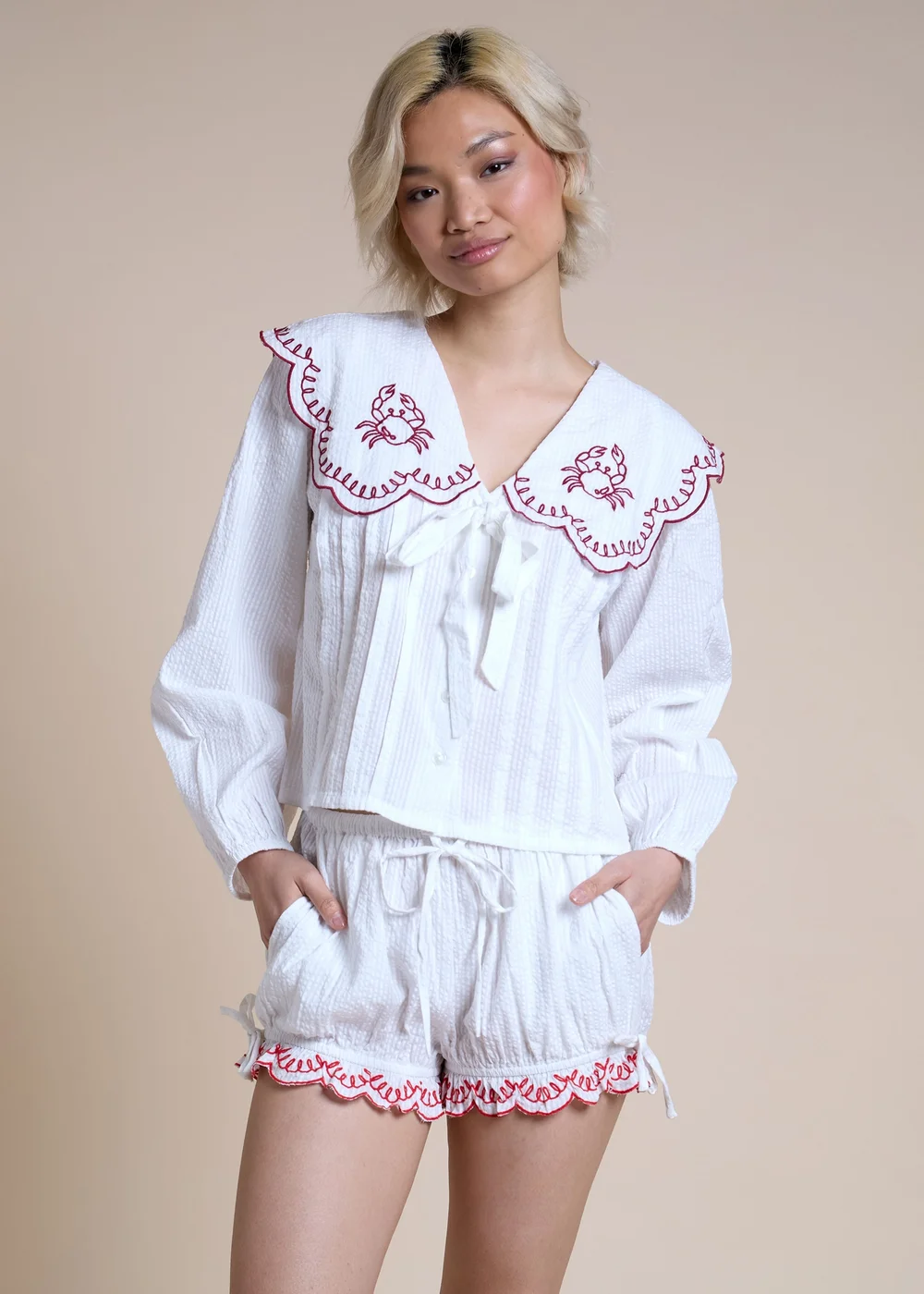 Neon Rose White Cotton Co-Ord Bloomer Ruffle Edge Shorts - XL Image 4