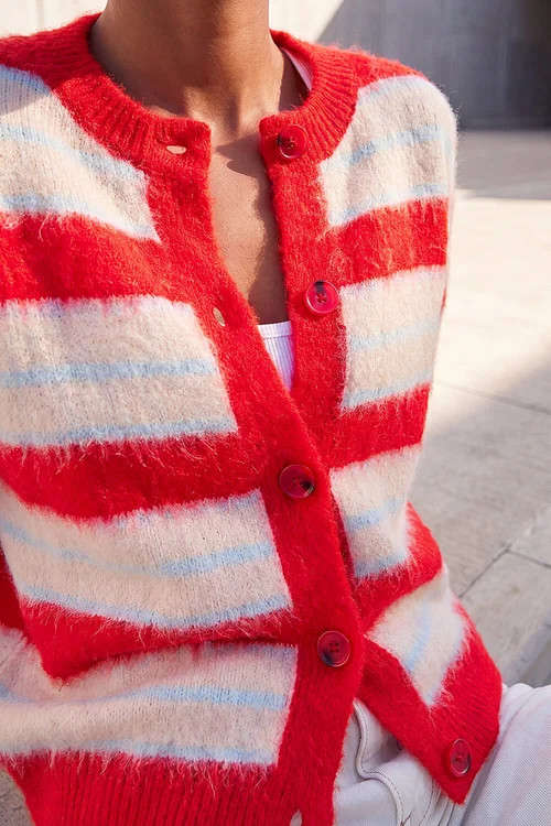 Roman Red Stripe Knit Cardigan - 12 Image 4