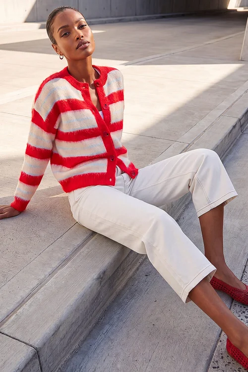 Roman Red Stripe Knit Cardigan - 12 Image 2