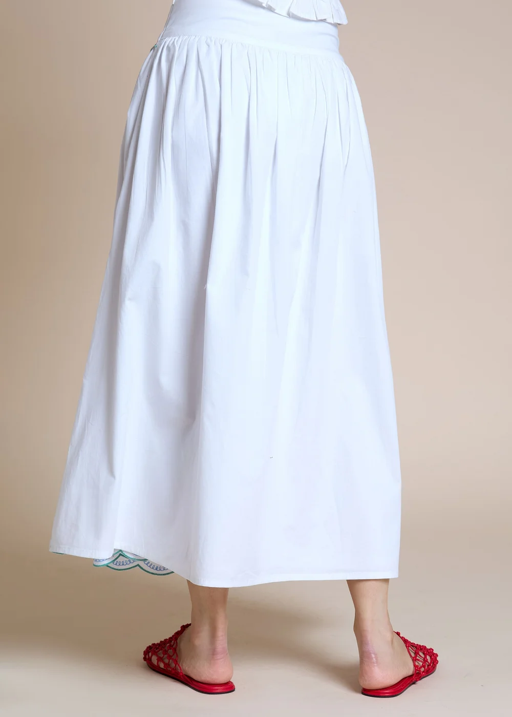 Neon Rose White Embroidered Hem Midaxi Skirt - M Image 2