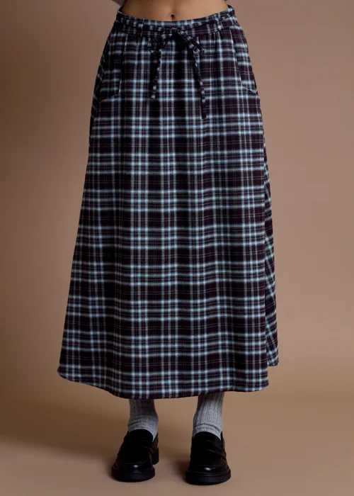 Neon Rose Navy Check Midaxi Co-Ord Skirt - XS Image 1
