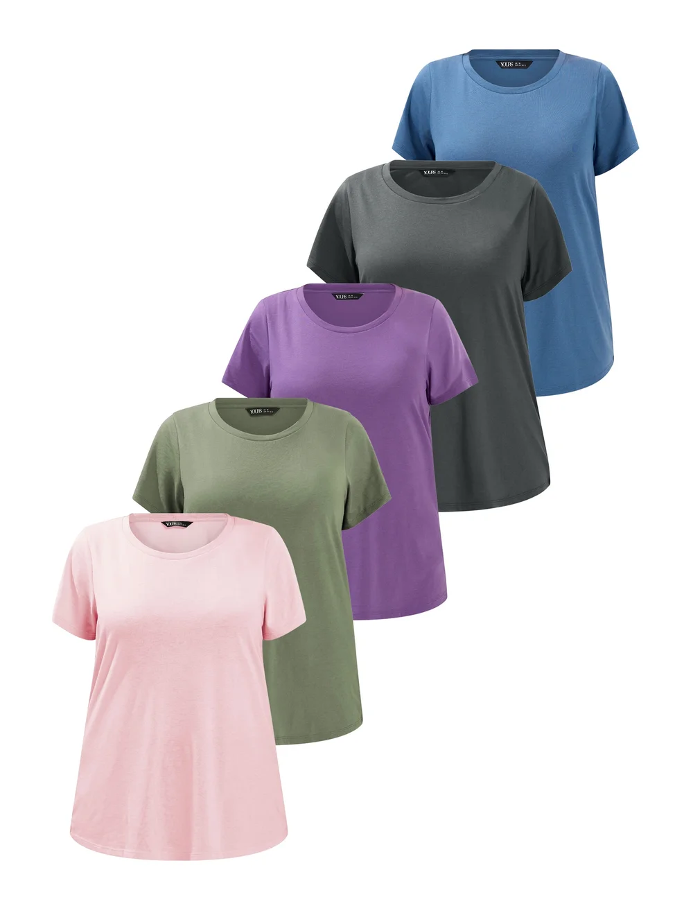 Yours 5 Pack Curve Navy Blue T-Shirts - 22-24 Image 1