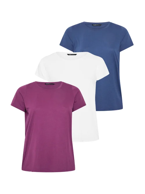 Yours 3 Pack Curve Purple & Blue Core T-Shirts - 22-24 Image 1
