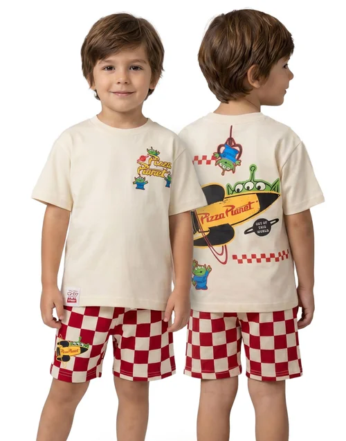 Disney Toy Story Boys Beige Pizza Planet T-Shirt & Shorts Set (12m-7y) - 2-3 Yrs Image 1