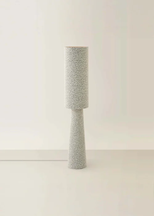 ValueLights Ash Grey Fleck Boucle Midi Floor Lamp With Warm White Bulb - One Size Image 2