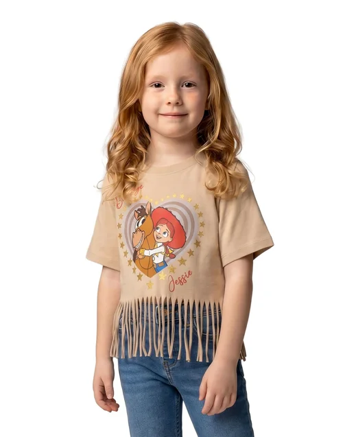 Disney Toy Story Girls Beige Jessie Fringe Short Sleeved T-Shirt (12m-7y) - 1.5-2 Yrs Image 1