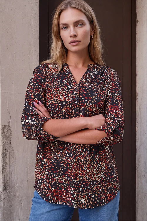 Roman Copper Abstract Puff Print Shirt - 10 Image 1
