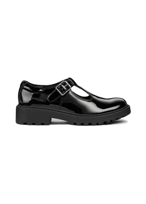 Geox Black Patent Girls J Casey G. E Buckle Shoe (Younger 10 - 12.5) - 11.5 Infants Image 1