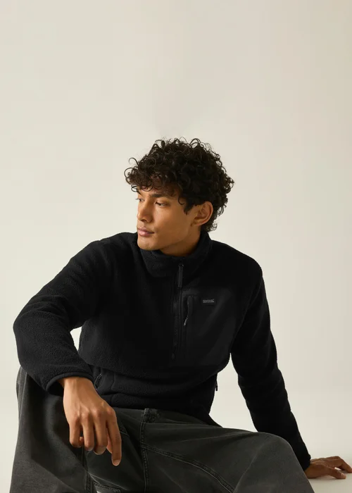 Regatta Black Frankie Borg Half Zip Lightweight Fleece - L Image 1