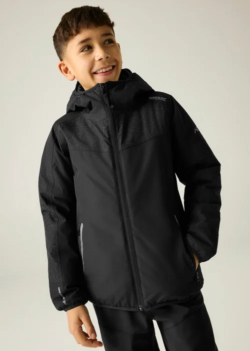 Regatta Black Illuma Reflective Isotex Waterproof Jacket (3-13 years) - 9-10 Yrs Image 5