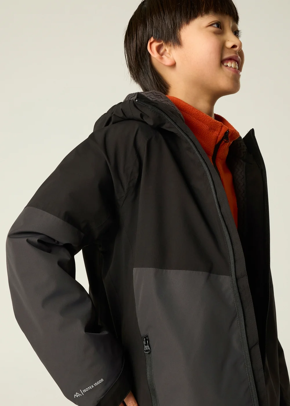 Regatta Black/Grey Hillain Isotex Waterproof Jacket (3-13 years) - 9-10 Yrs Image 5