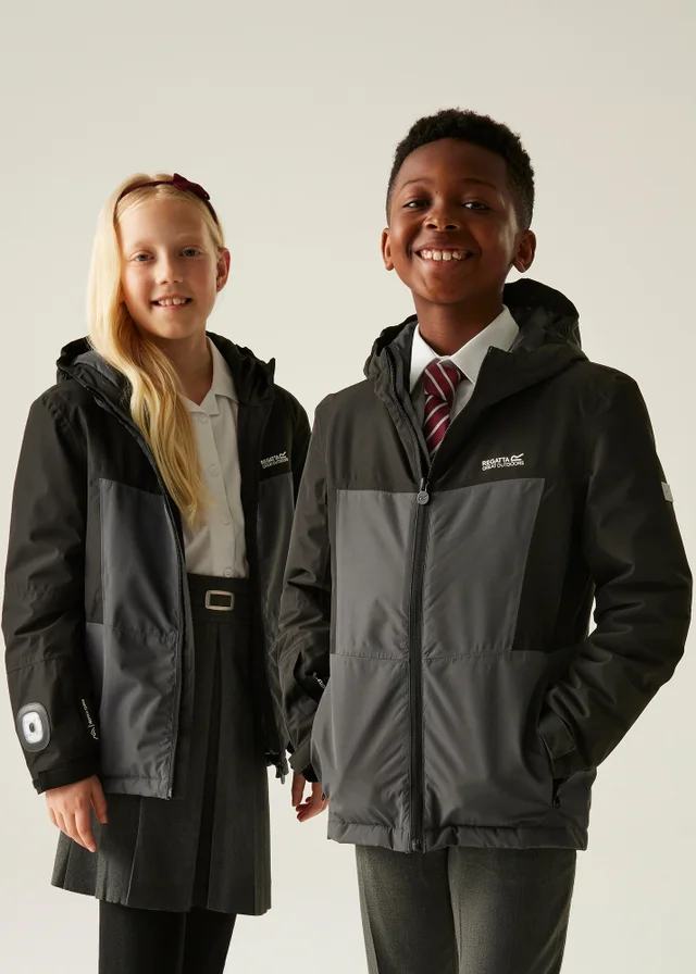 Regatta Black/Grey Beamz Isotex Waterproof Jacket (3-13 years)