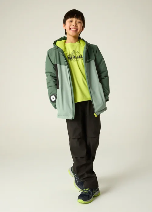 Regatta Forest Green Beamz Isotex Waterproof Jacket (3-13 years) - 3-4 Yrs Image 3
