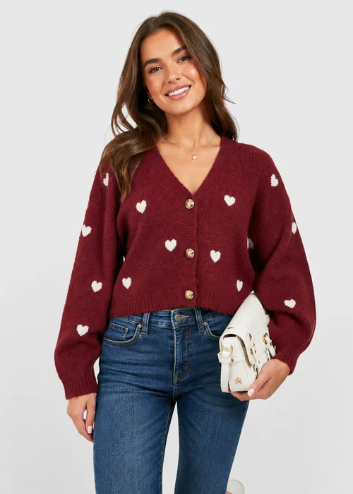 Gini London Mulberry Mini Heart Knit Cardigan - M/L Image 3