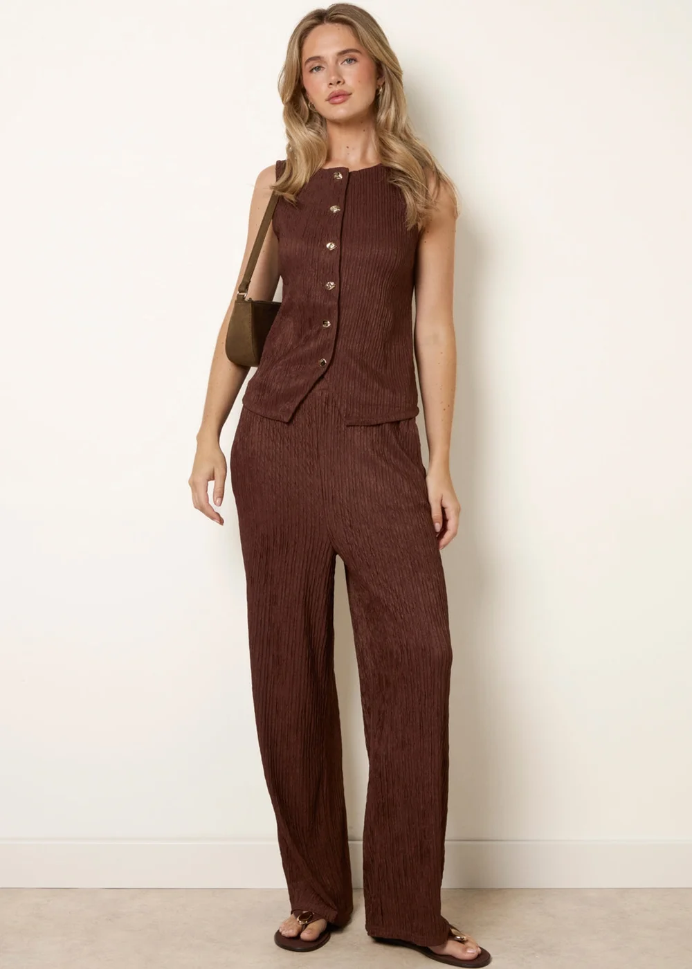 Blue Vanilla Brown Wide Leg Trousers - M Image 1