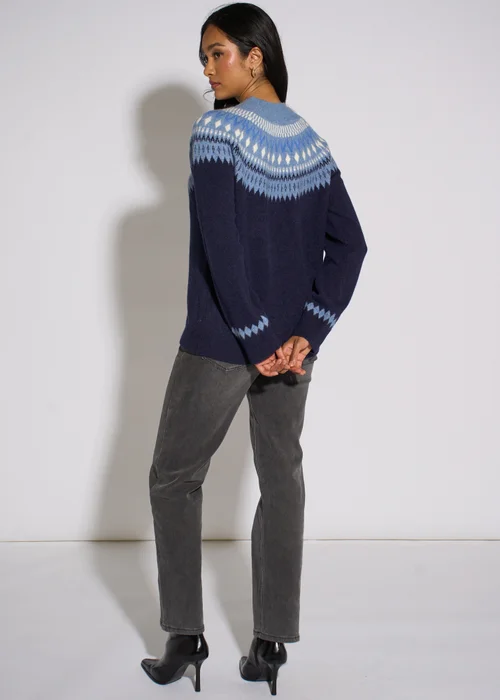 Gini London Blue Fair Isle Knit Jumper - M/L Image 2