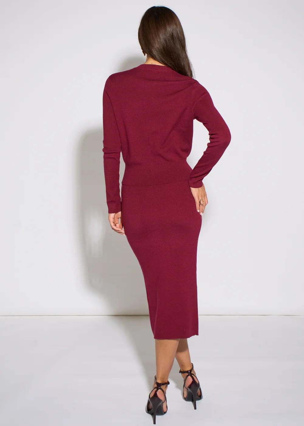 Gini London Mulberry Gold Button Pencil Midi Skirt - 10 Image 3