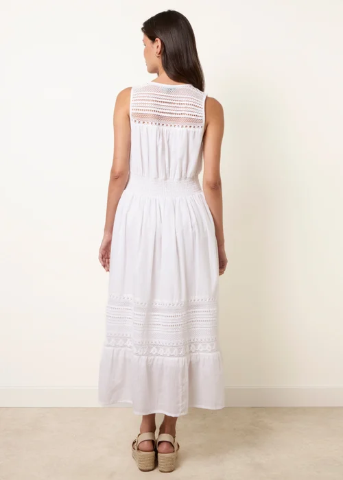 Blue Vanilla Ivory Crochet Insert Button Midi Dress - XL Image 4