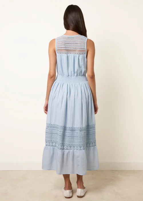 Blue Vanilla Blue Crochet Insert Button Midi Dress - M Image 4