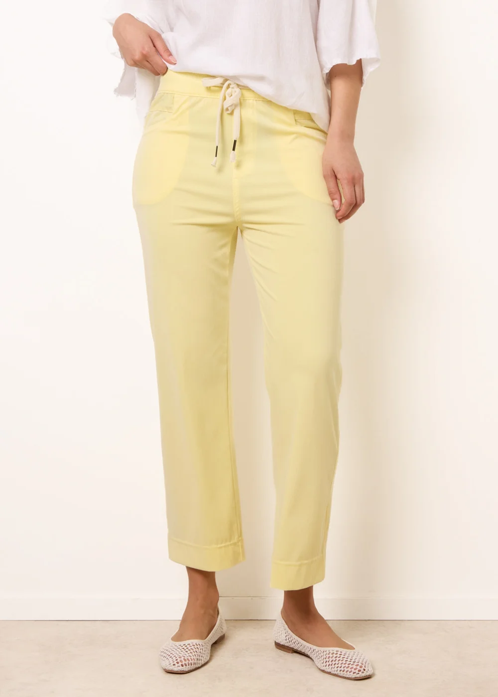 Blue Vanilla Yellow Elasticated Waist Trouser With Drawstring - M Image 2