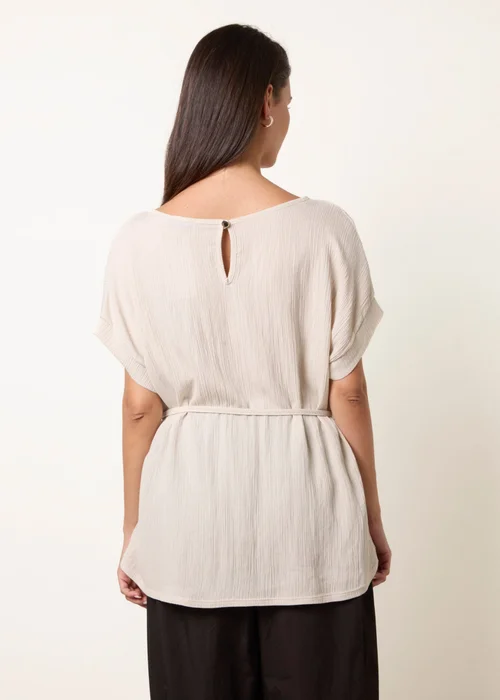 Blue Vanilla Beige Belted Wide Sleeve Top - S/M Image 4