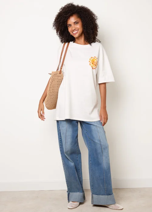 Blue Vanilla White Short Sleeve Back Print T-Shirt - One Size Image 3